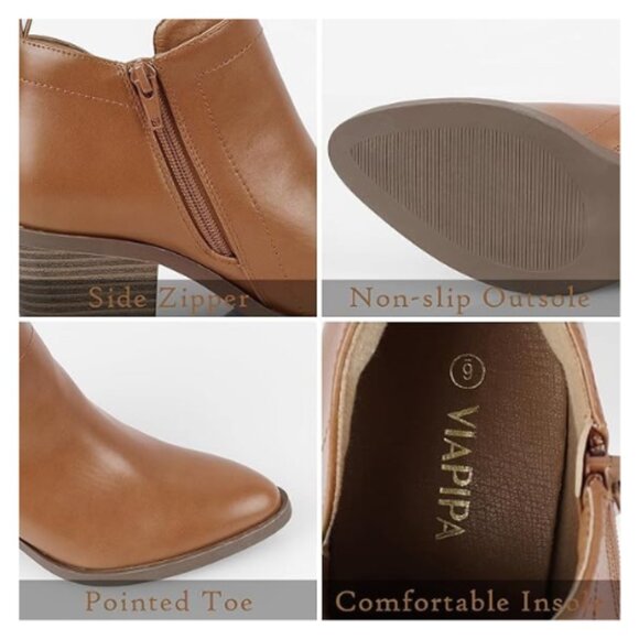 Women's Ankle Boot Pointed Toe Side Zipper Bootie Size 7.5 M Brown - Picture 3 of 5